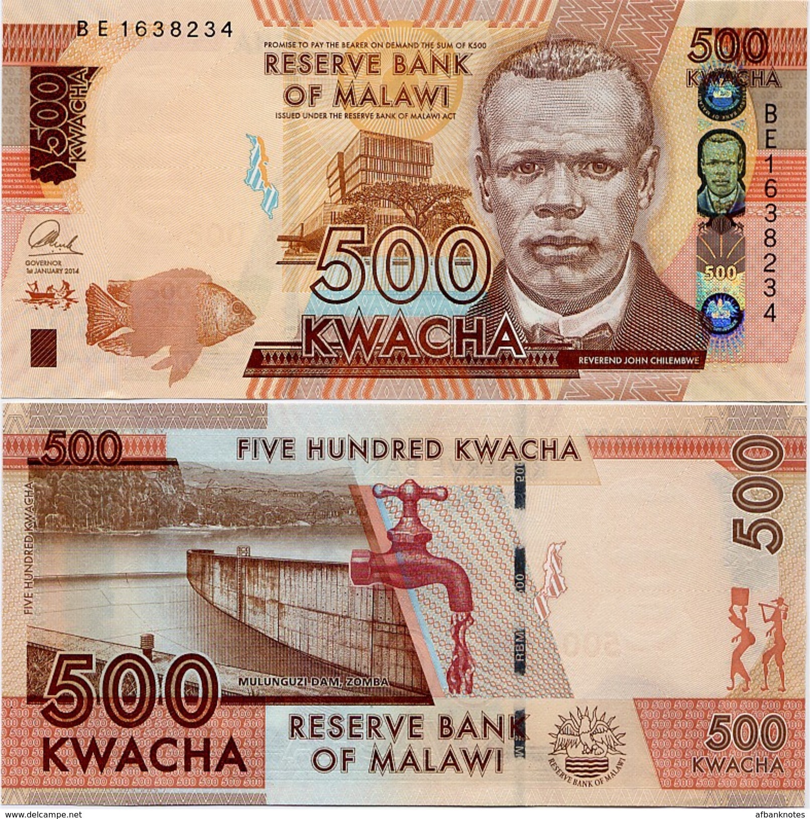 MALAWI       500 Kwacha       P-66       1.1.2014       UNC  [ Sign. Chuka ] - Malawi