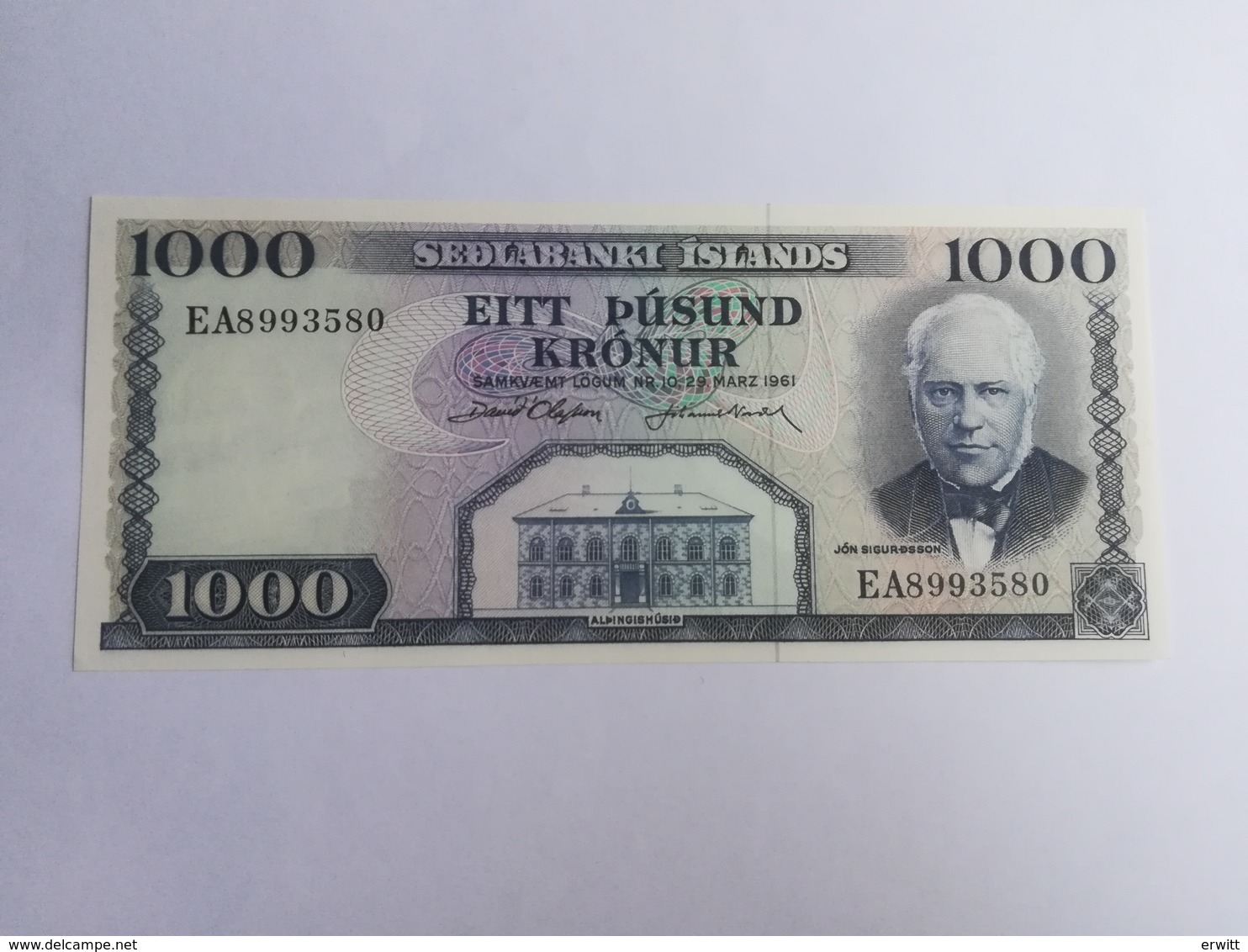 ISLANDA 1000 KRONUR 1961 - Island