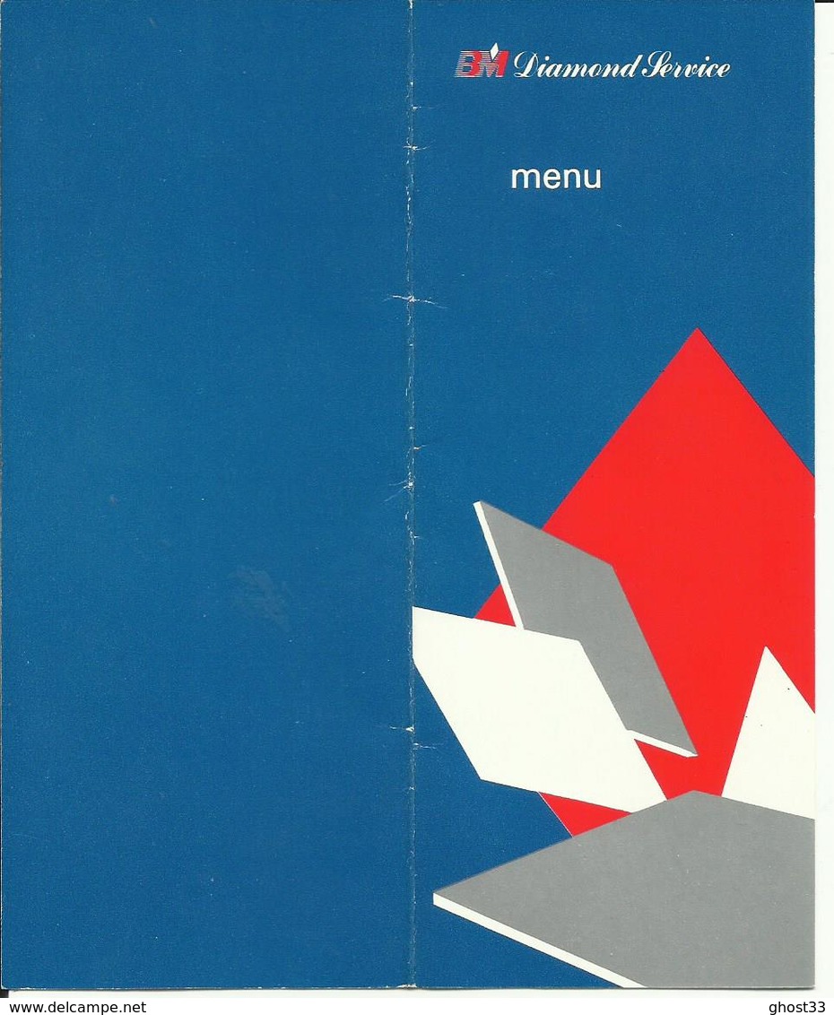 MENU BRITISH MIDLAND - Diamond Service - Menu Cards