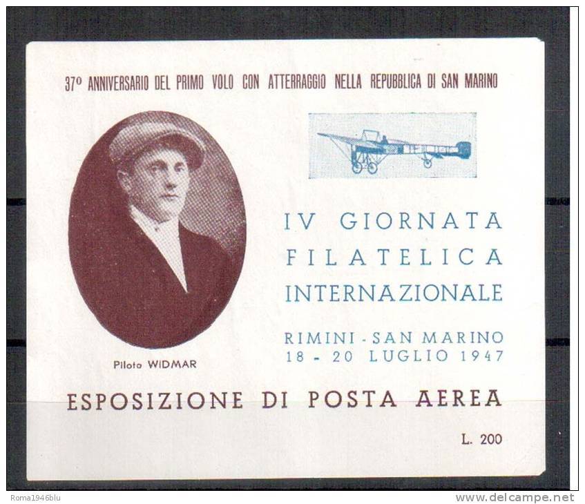 ERINNOFILO RIMINI 1947 IV GIORNATA FILATELICA INTERNAZIONALE - Erinnofilia