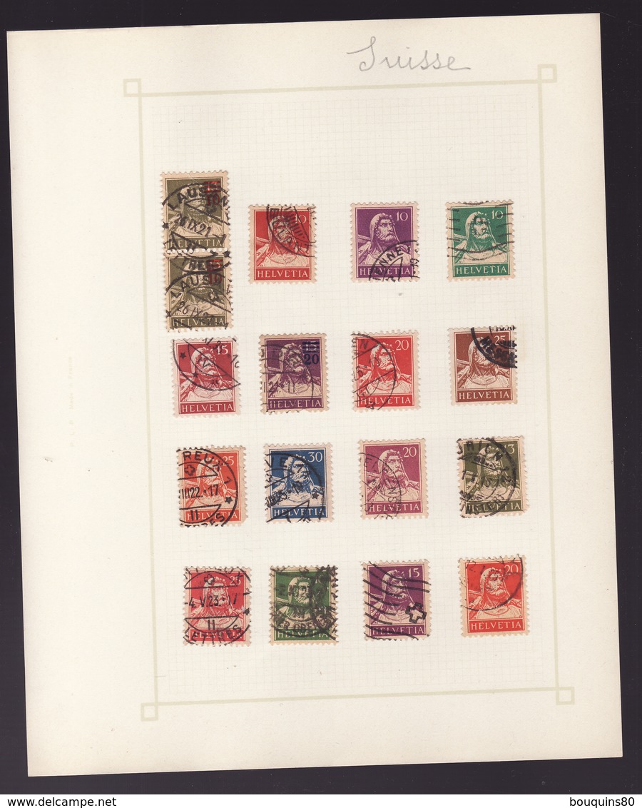 Lot De 153 TIMBRES SUISSE HELVETIA Oblitérés Avec Charniere - Collections