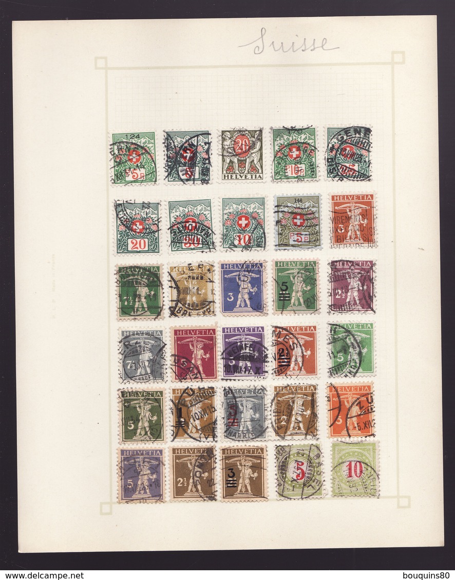 lot de 153 TIMBRES SUISSE HELVETIA oblitérés avec charniere