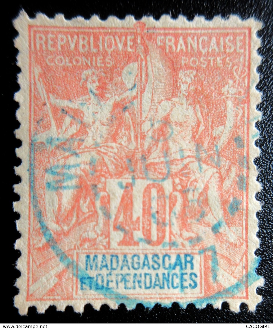 1896 France (ex-colonies & Protectorats) > Madagascar Mi:MG 37, Sn:MG 42, Yt:MG 37 . Type Groupe . Cachet Bleu - Oblitérés