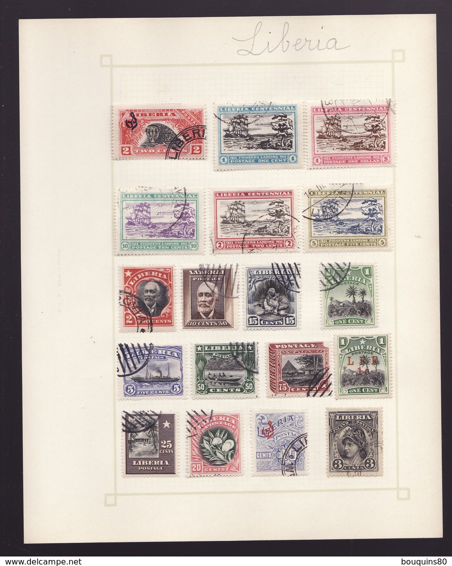 Lot De 40 TIMBRES LIBERIA  Oblitérés Avec Charniere - Liberia