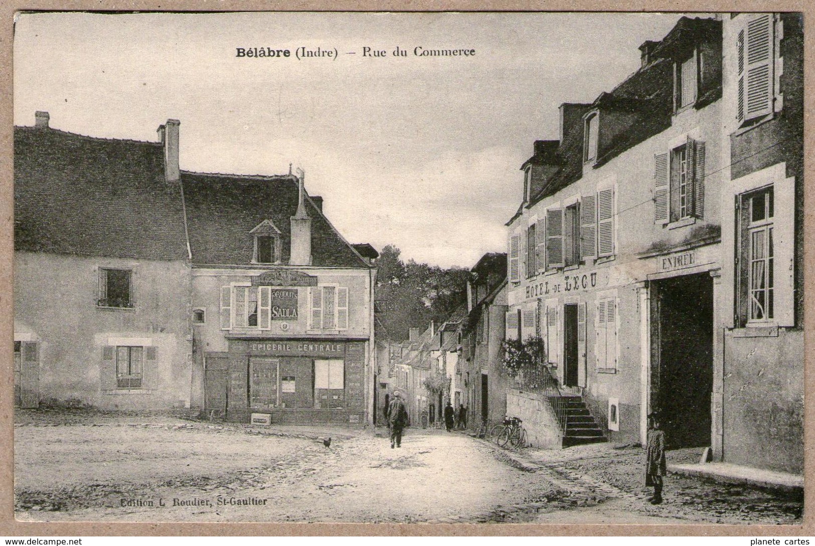 36 / BÉLÂBRE - Rue Du Commerce - Epicerie Centrale, Hôtel De L'Ecu (petite Animation) - écrite En 1921 - Autres & Non Classés