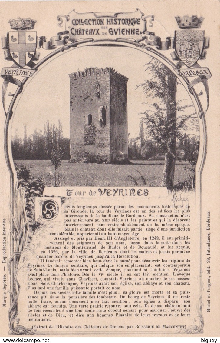 33 - Collection Historique Chateaux Guienne - MERIGNAC - Tour De Veyrines. - Merignac