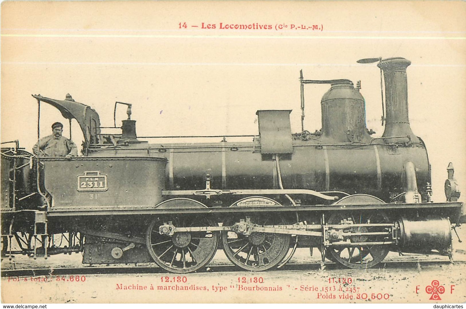 Cie P.L.M. - Machine  Type Bourbon Pour Trains De Marchandises - Les Locomotives  , Ed. Fleury - 2 Scans - Matériel
