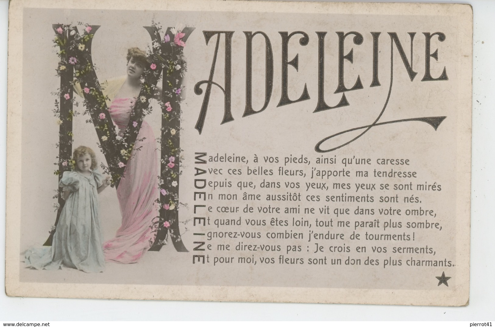 PRENOMS - FEMMES - Jolie Carte Fantaisie Femme Et Fillette Prénom MADELEINE - Prénoms