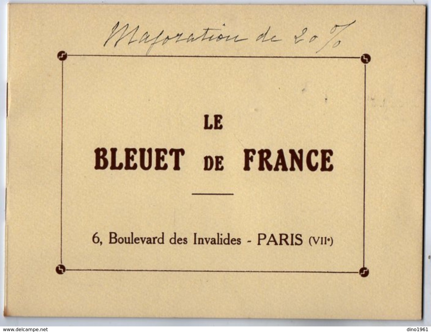 VP13.514 - MILITARIA - PARIS 1935 - Document Commercial De L'Association Le ¨ LE BLEUET DE FRANCE ¨ - Documentos