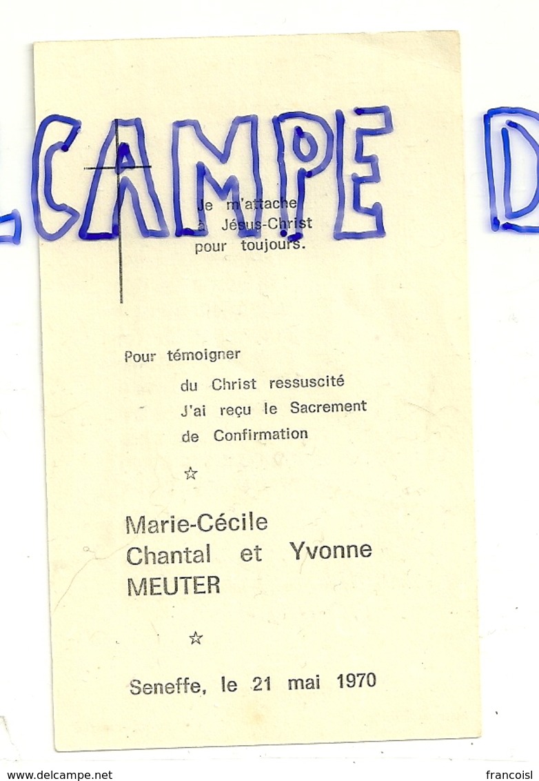 Image Pieuse. Souvenir De Confirmation Seneffe 1970. Imalit Maredret. Meuter 6/10,5 Cm - Images Religieuses