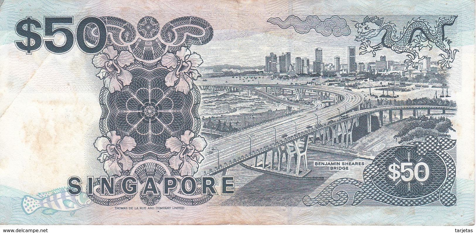 BILLETE DE SINGAPORE DE 50 DOLLARS  (BANKNOTE) BARCO-SHIP - Singapour