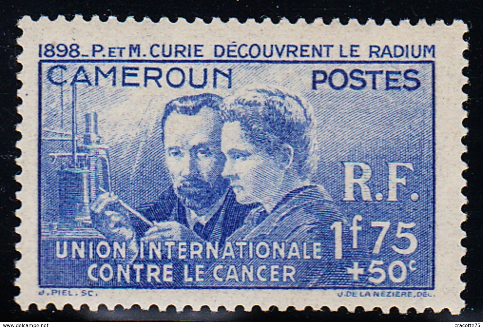 CAMEROUN - N°159* . MARIE ET PIERRE CURIE. - 1938 Pierre Et Marie Curie