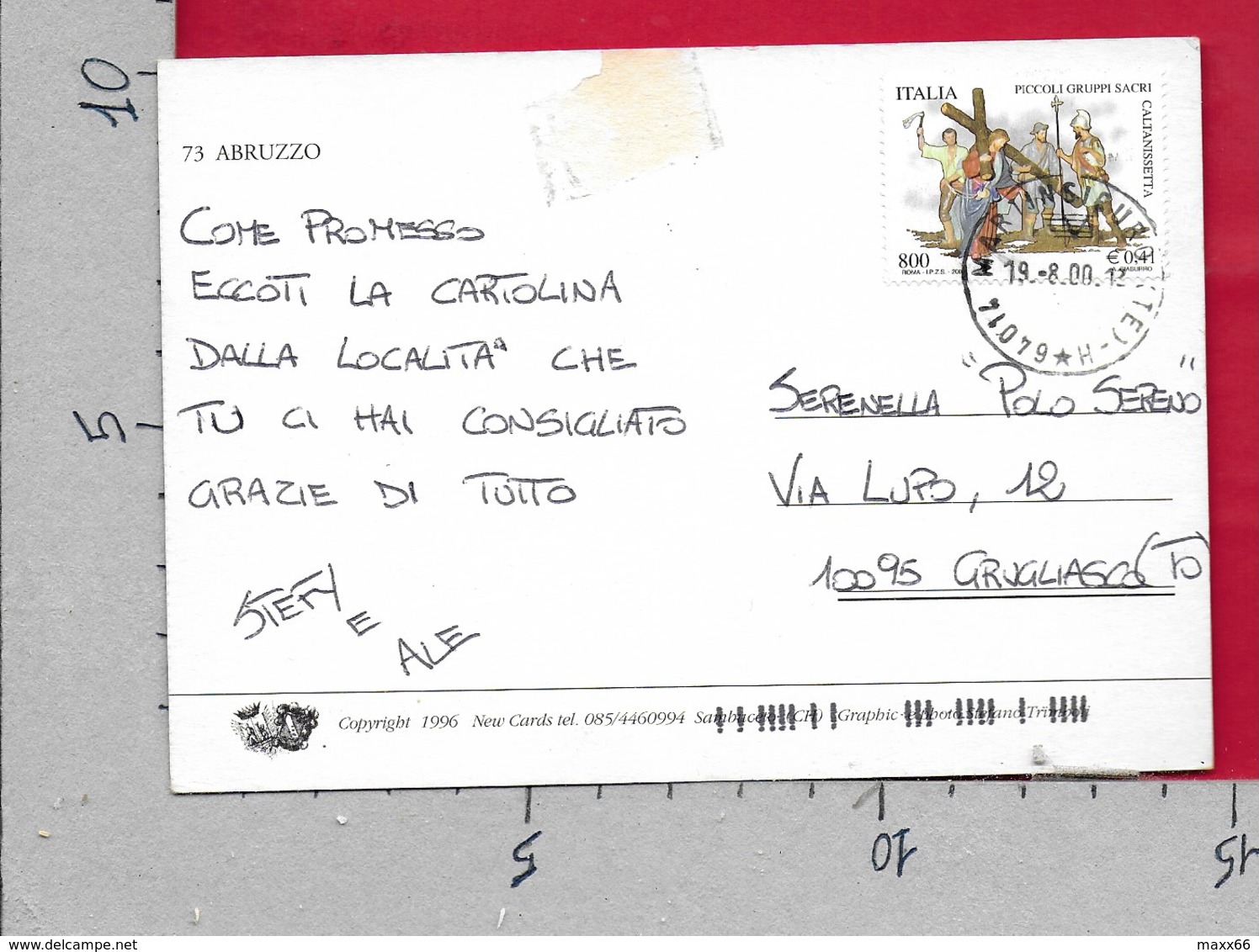 CARTOLINA VG ITALIA - Saluti Dall'ABRUZZO - Vedutine Multivue - 10 X 15 - ANN. 2000 PICCOLI GRUPPI SACRI CALTANISSETTA - Saluti Da.../ Gruss Aus...