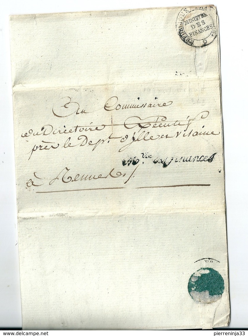 Lettre En Franchise De Paris / Ministre Des Finances , An 5 / 1797 - 1701-1800: Precursors XVIII