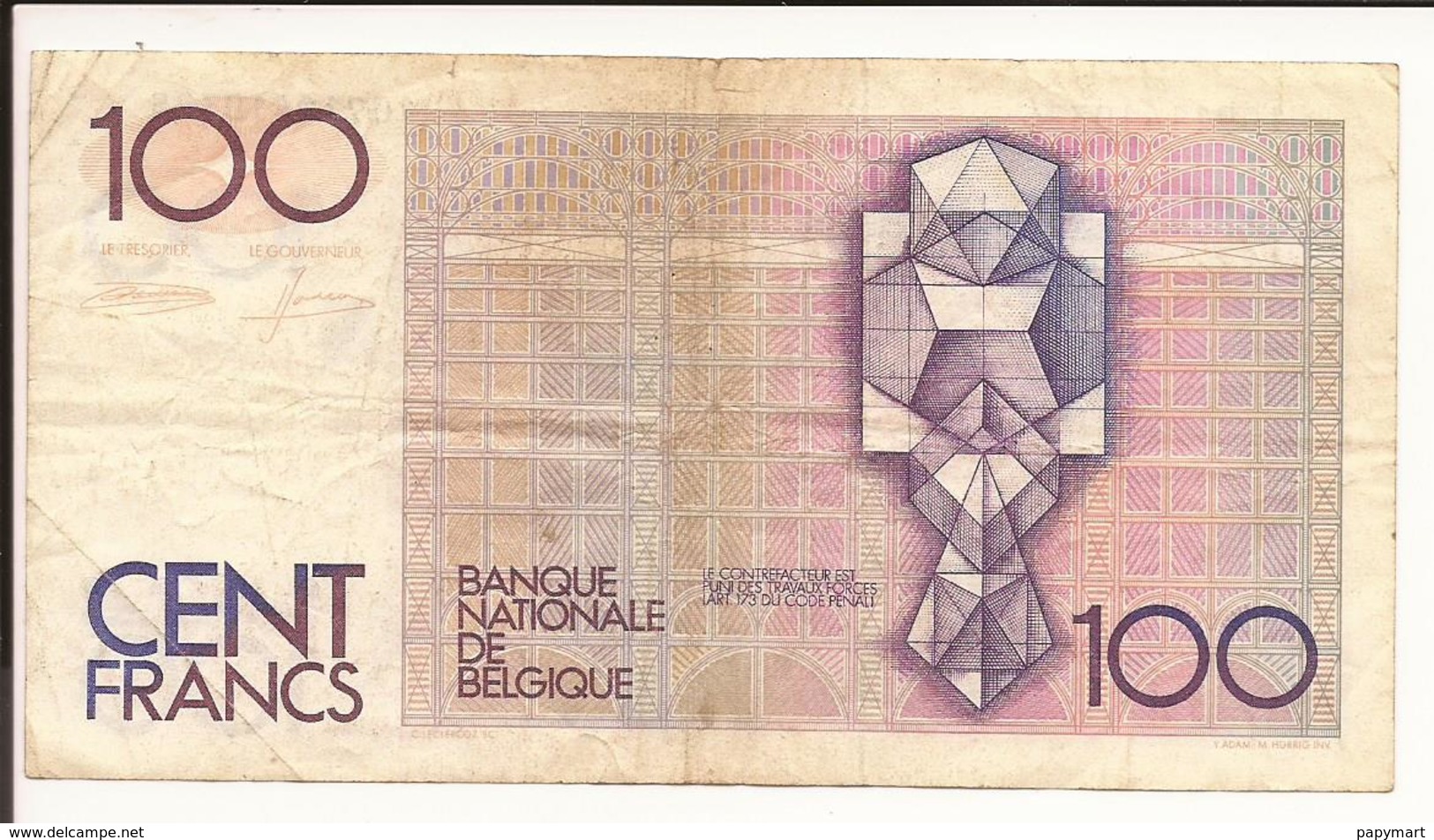 Belgique. Billet De 100 Francs. HONDERD FRANK - 100 Francs