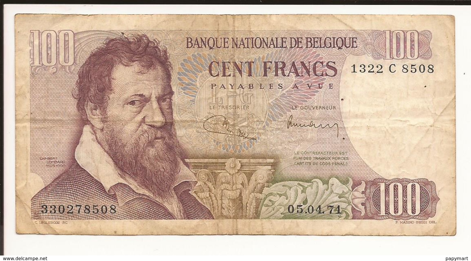 Belgique. Billet De 100 Francs. LOMBARD - 100 Francs