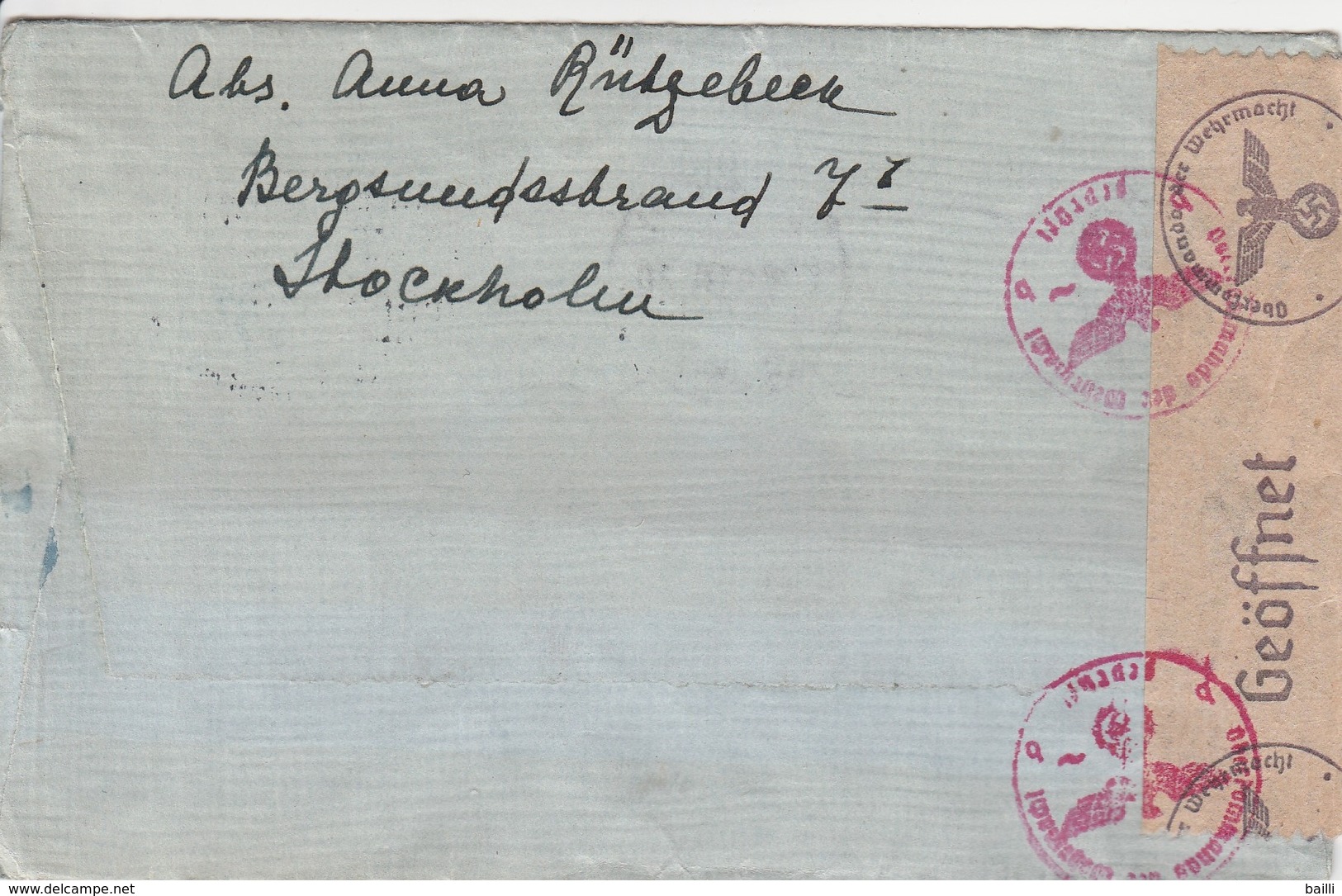 Suède  Lettre Censurée Pour L'Allemagne 1943 - 1930- ... Coil Stamps II