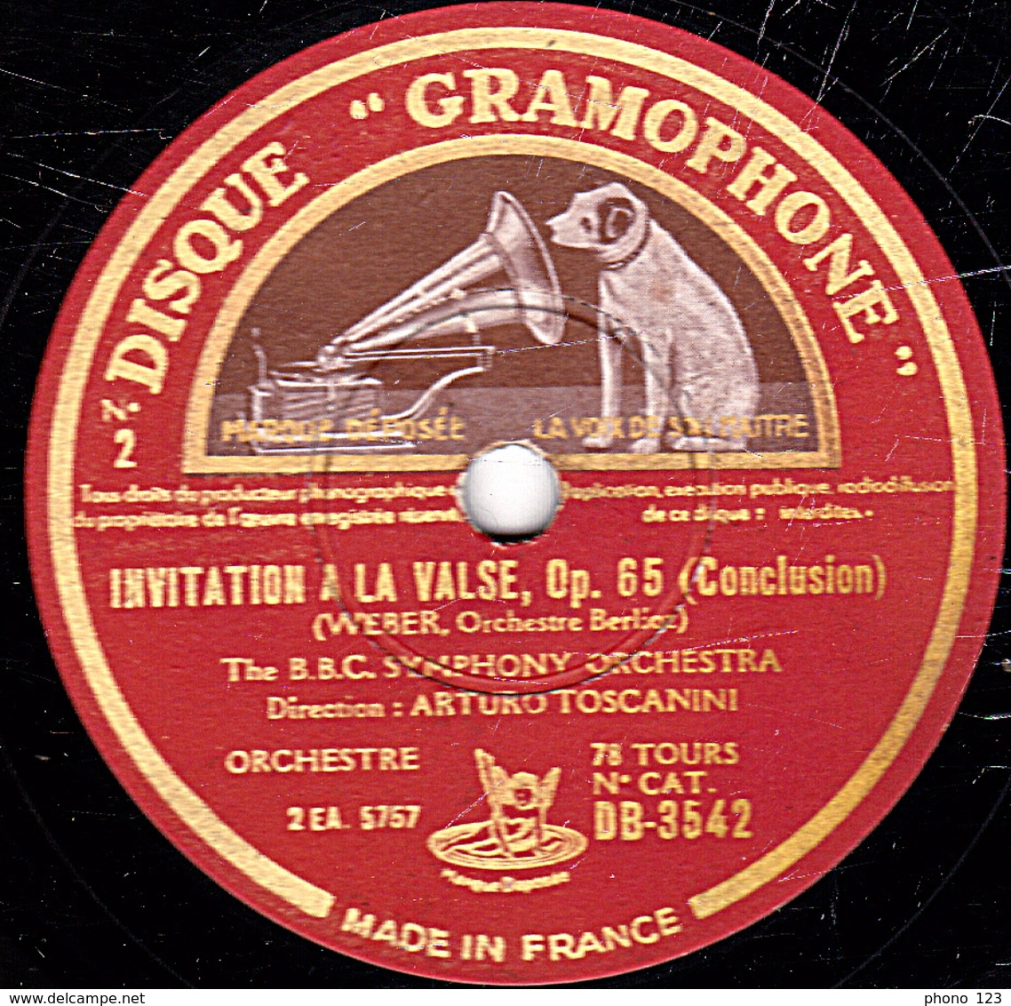 78 Trs  30 Cm état TB - INVITATION A LA VALSE Op. 65 (1re Partie Et Conclusion) WEBER - B.B.C. SYMPHONY ORCHESTRA - 78 T - Disques Pour Gramophone