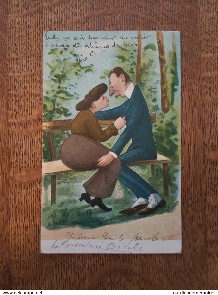 Illustrateur Hober - Couple D'Amoureux Sur Un Banc - N°S. 311 - Hober