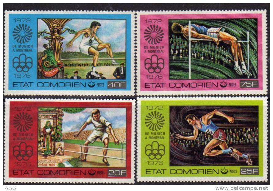 Comores N°150 / 53 X Jeux Olympiques D'été à Montréal Les 4 Val. Trace De Charnière Sinon TB - Comores (1975-...)