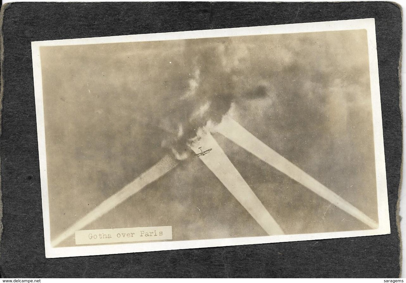 World War 1-"Gotha Over Paris"Planes Bombing Area RPPC 1910s - Antique Real Photo(plain Back)postcard - Guerra 1914-18