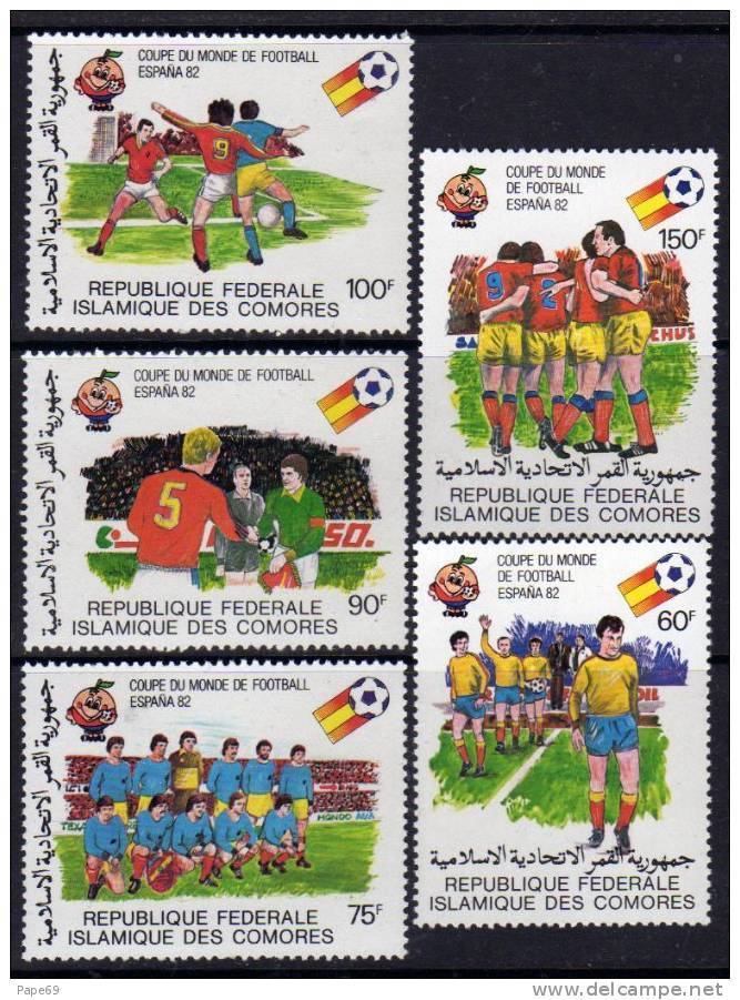 Comores N° 332 / 36  X  "Espana 82" Coupe Du Monde De Football Les 5 Valeurs Trace De Charnière Sinon TB - Comores (1975-...)