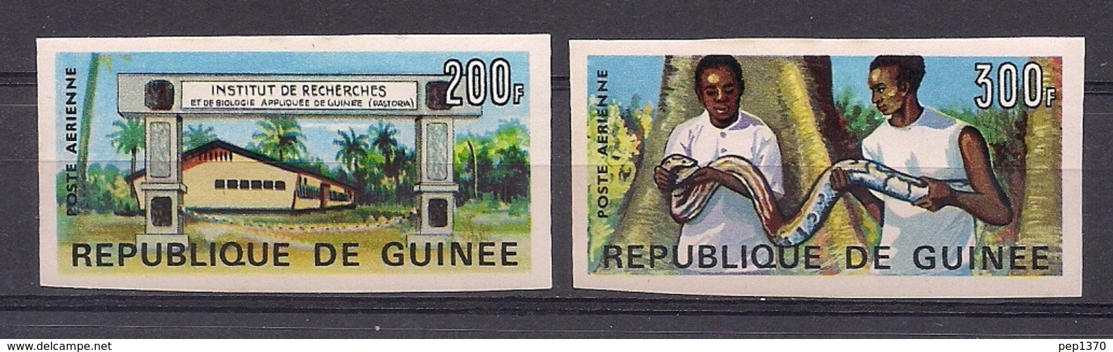 GUINEA 1967 - INSTITUTO DE BIOLOGIA - SERPIENTES - SNAKES - YVERT PA Nº 69/70** SIN DENTAR-NON DENTELE - IMPERFORATED - República De Guinea (1958-...)