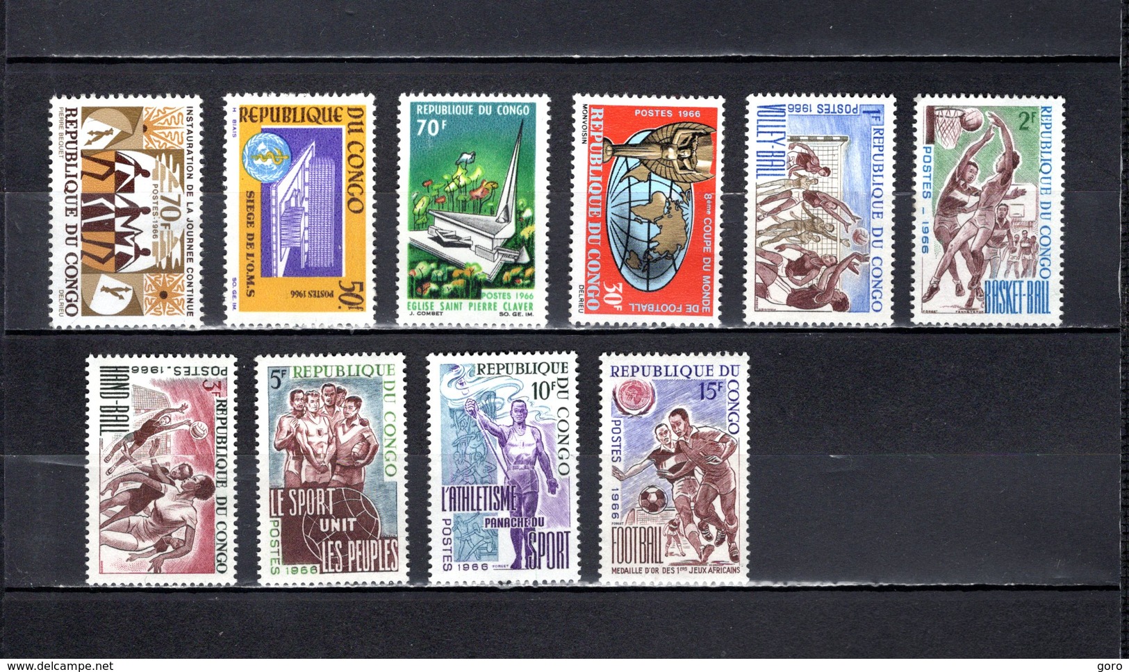 Congo  1966  .   Y&T  Nº    186-187-188-189-190/195    *   Sin  Goma - Nuevas/fijasellos