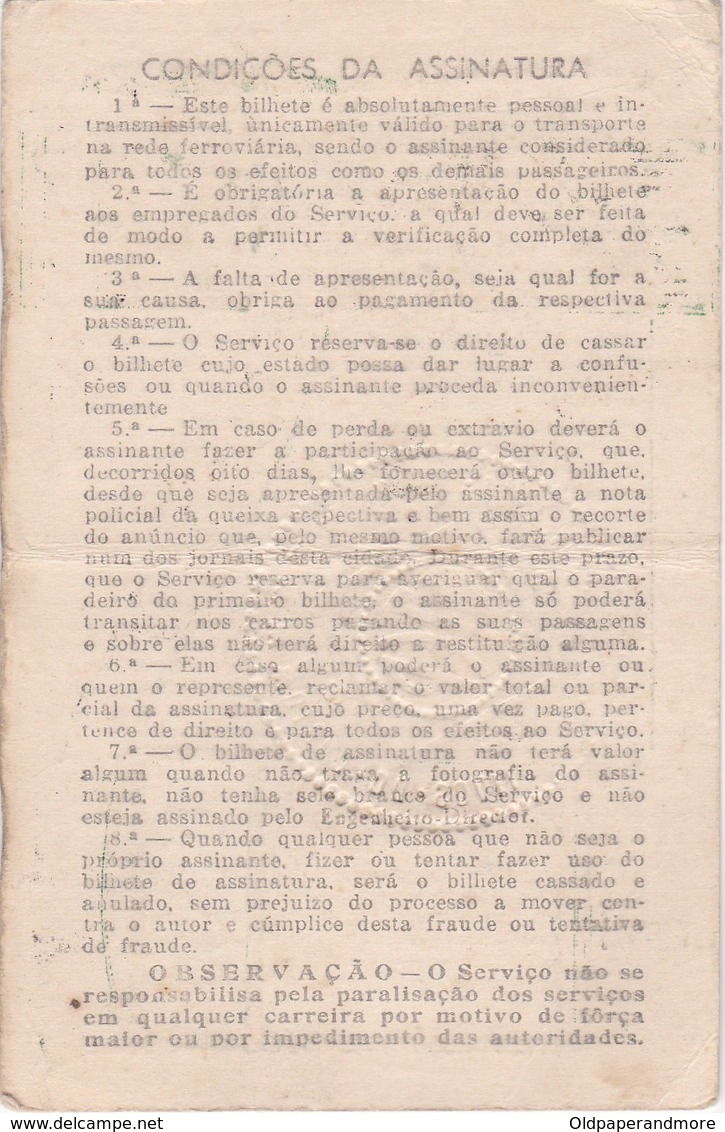 1954 Passe STCP Serviço De Transportes Colectivos Do PORTO Rede Tracção Electrica. Pass Ticket TRAM Portugal 1954 - Europe