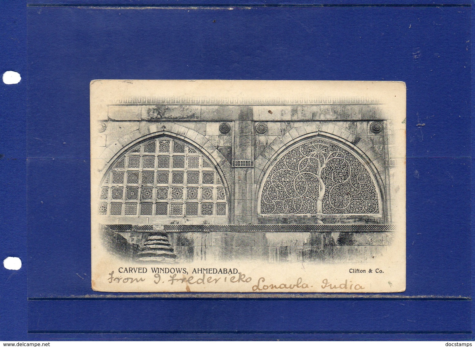 ##(DAN1812)-India-  Carved Windows, Ahmedabad - Used 1906 From Lonavla To Roulers-Belgium,sea-post Cancel - India