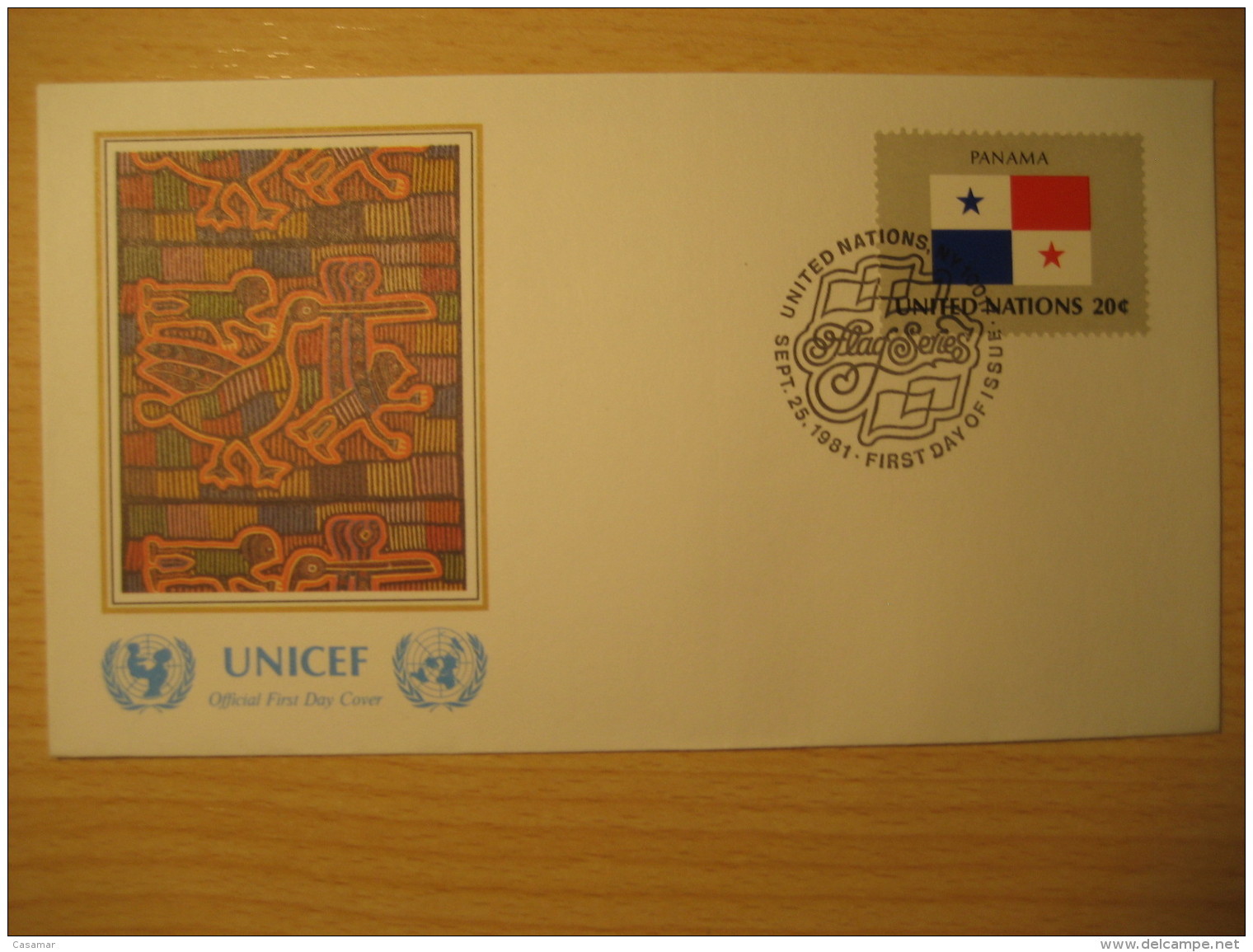 PANAMA New York 1981 FDC Cancel UNICEF Cover UNITED NATIONS UN NY Flag Series Flags Cuna Indian Mola - Panama