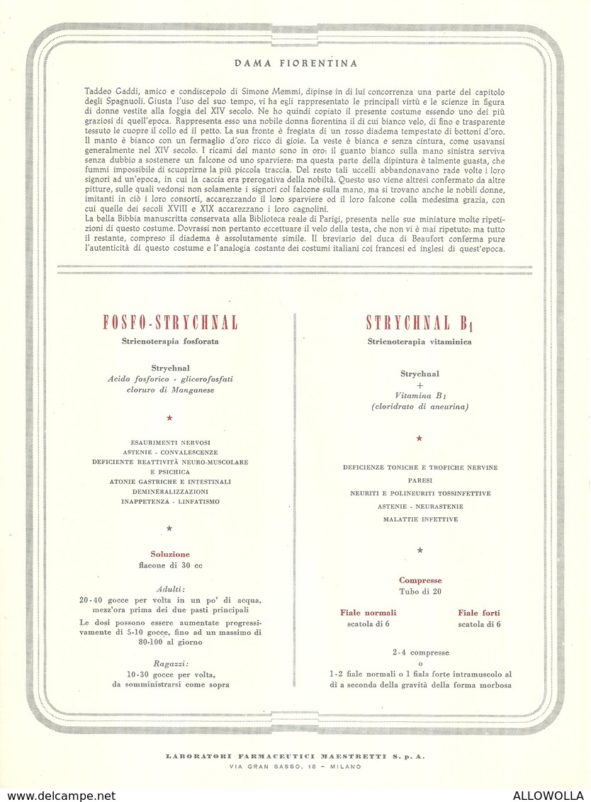 1903 "-DAMA FIORENTINA-MCCC-STAMPA PROPAGANDA LAB. FARM. MAESTRETTI " STAMPA ORIG. - Altri & Non Classificati