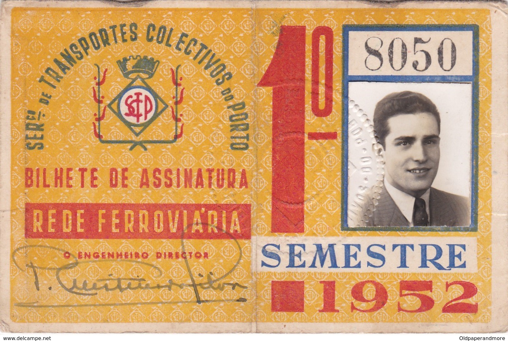 1952 Passe STCP Serviço De Transportes Colectivos Do PORTO Rede Tracção Electrica. Pass Ticket TRAM Portugal 1952 - Europe