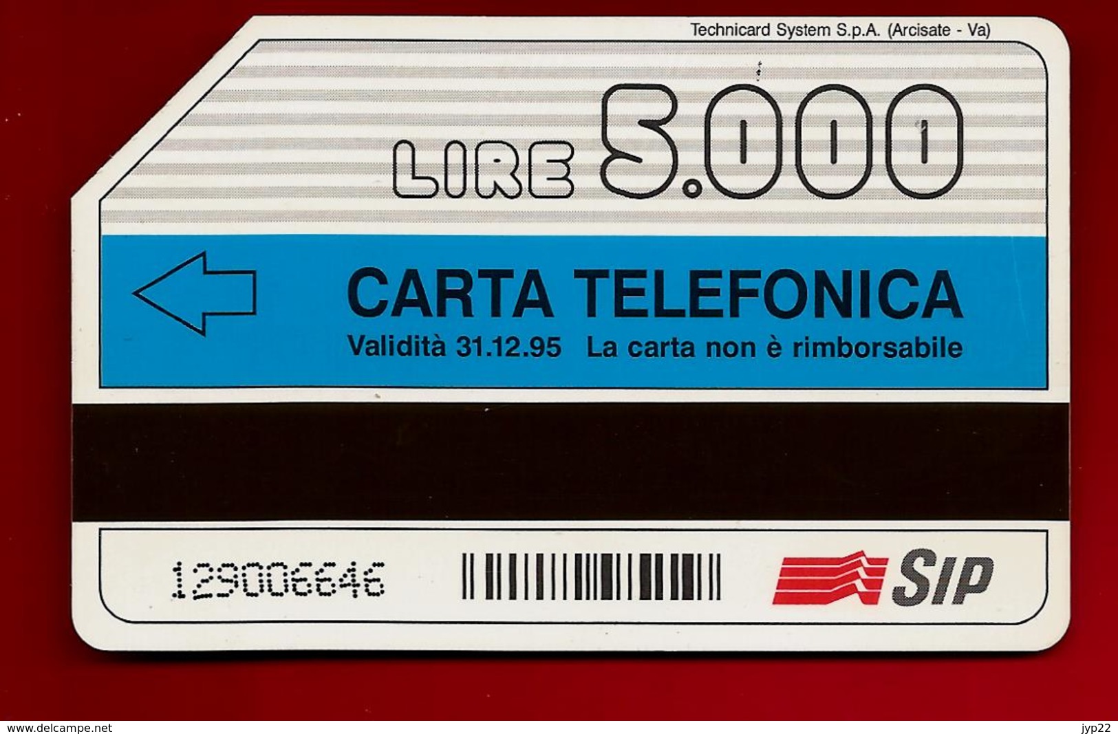 Télécarte Téléphone Italie Compagna Di Tutti I Giorni Carta Di Credito Telefonica 5000 Lire - Sip - Validité 31-12-1995 - Te Identificeren