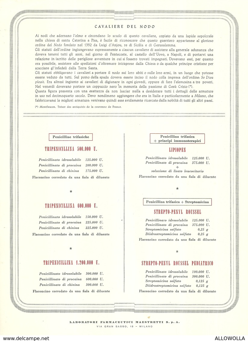 1904 "-CAVALIERE DEL NODO-MCCC-STAMPA PROPAGANDA LAB. FARM. MAESTRETTI " STAMPA ORIG. - Altri & Non Classificati