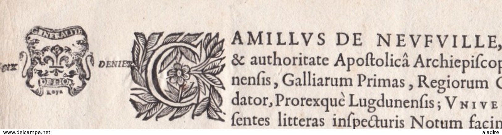 1675 - Règne De Louis XIV - Acte De Mariage Célébré Par Le Primat Des Gaules (archevêque De Lyon) Camille De Neuville - Manuscrits