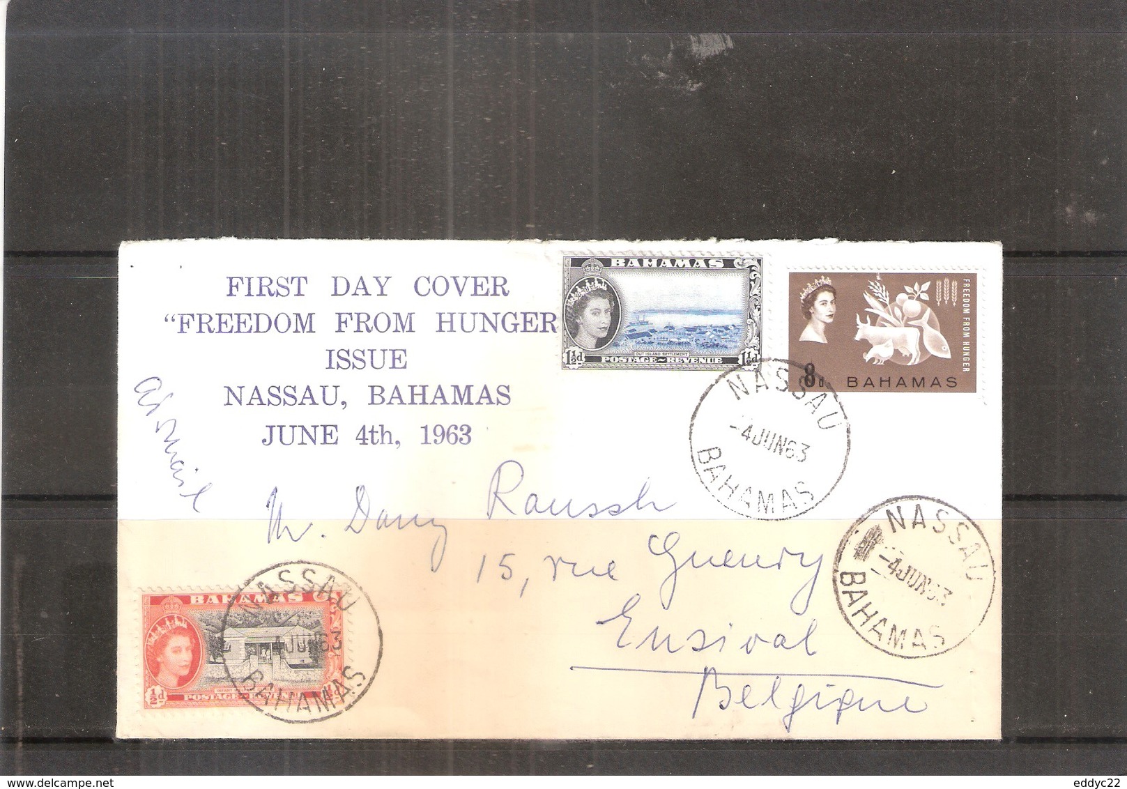 FDC From Bahamas To Belgium - Freedom From Hunger 1963 (to See) - 1859-1963 Colonie Britannique