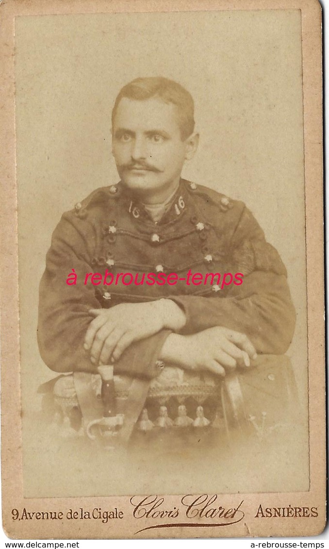 CDV Soldat Du16e R-photo Clovis Claret Avenue De La Cigale-hotel Privé à Asnières - Guerre, Militaire