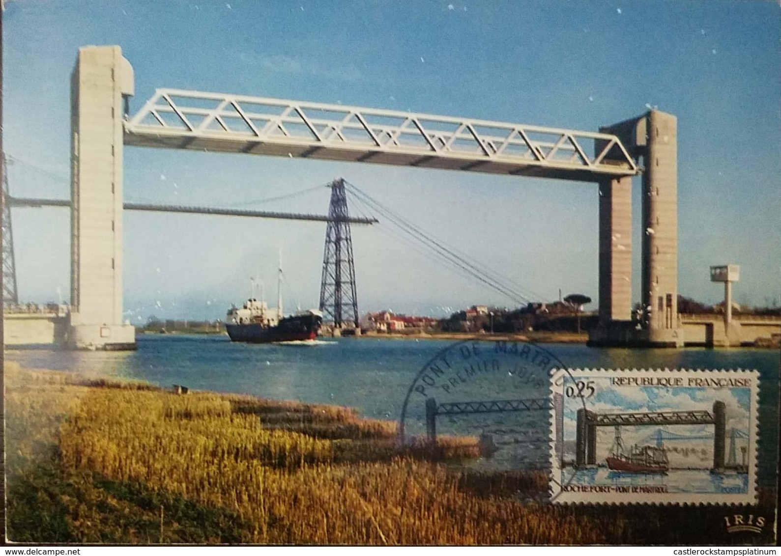 O) 1968 FRANCE, BRIDGE-MARTROU BRIDGE ROCHEFORT SCT 1217 -CHARENTE RIVER -LANDSCAPE, MAXIMUM CARD  XF - 1960-1969