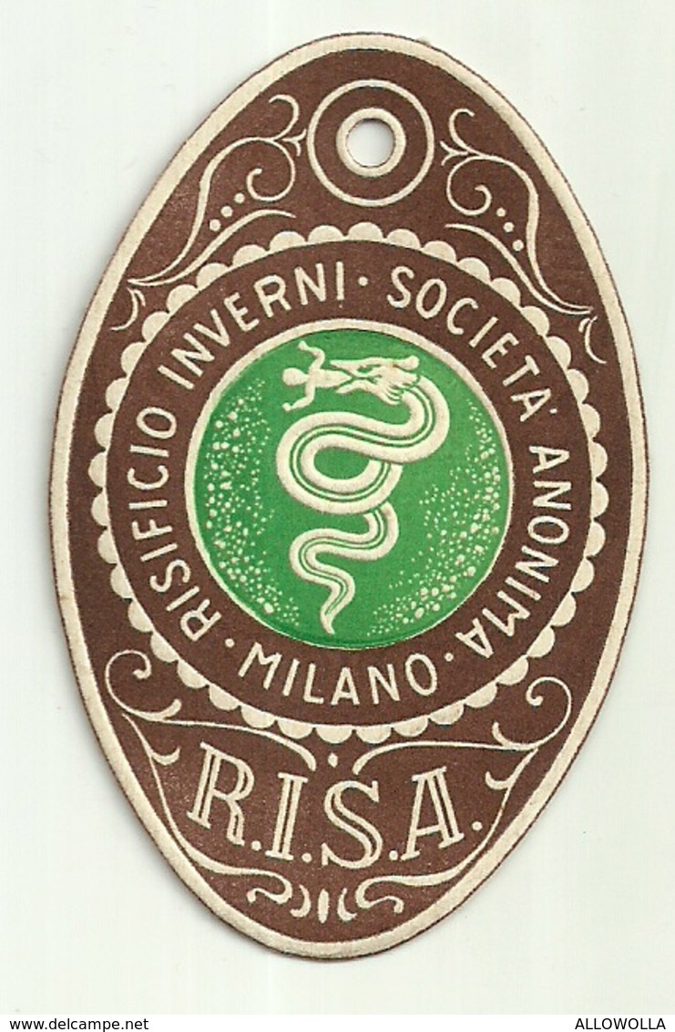 1908 "RISIFICIO INVERNI-SOCIETA' ANONIMA-MILANO  " ETICHETTA  ORIG. - Altri & Non Classificati