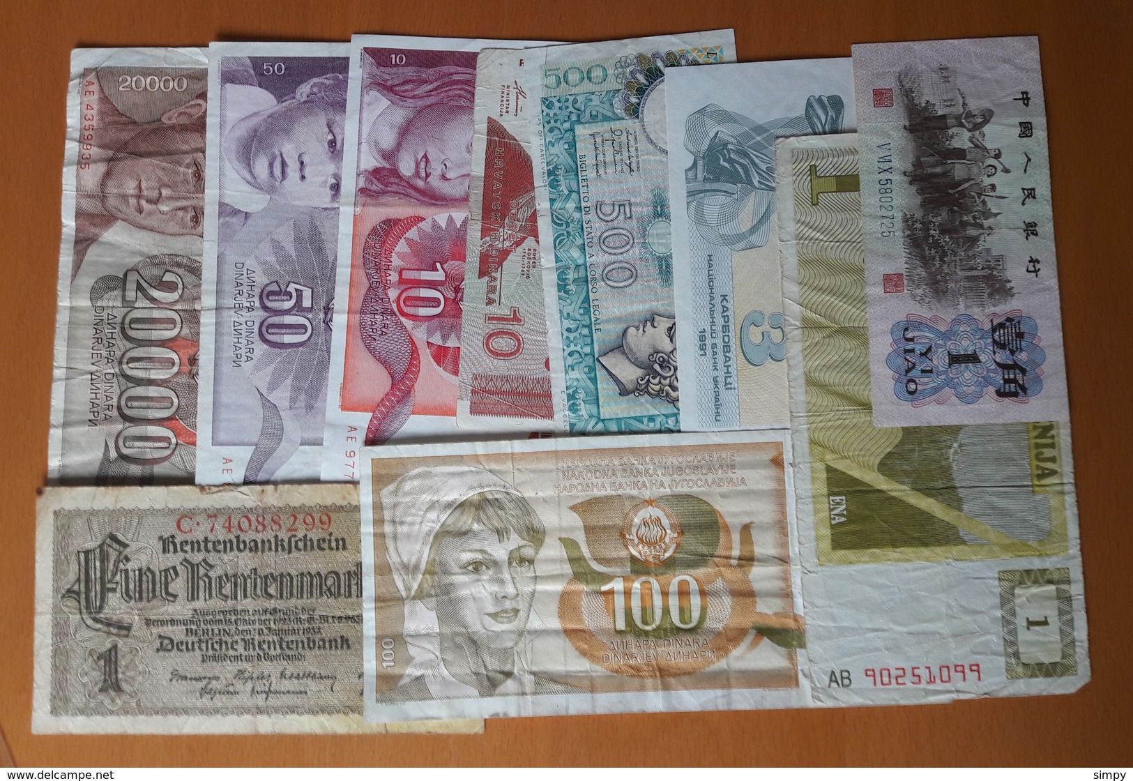 10 Different Used Banknotes LOT 2 Yugoslavia Slovenia Croatia Italy China Germany Ukraine - Vrac - Billets