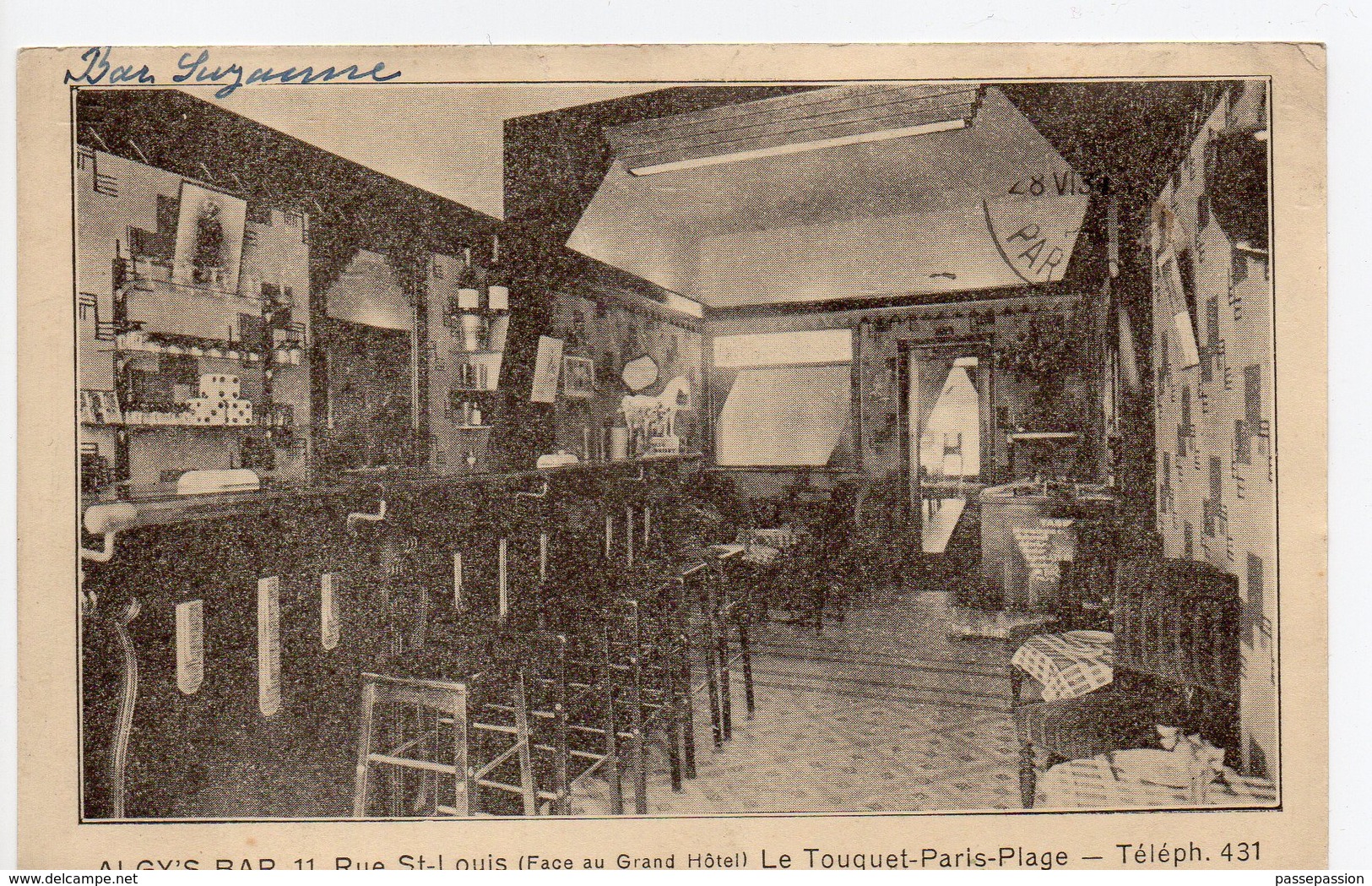 ALGY'S BAR - 11, Rue St-Louis (Face Au Grand Hôtel) Le Touquet-Paris-Plage - Téléph. 431 - Le Touquet