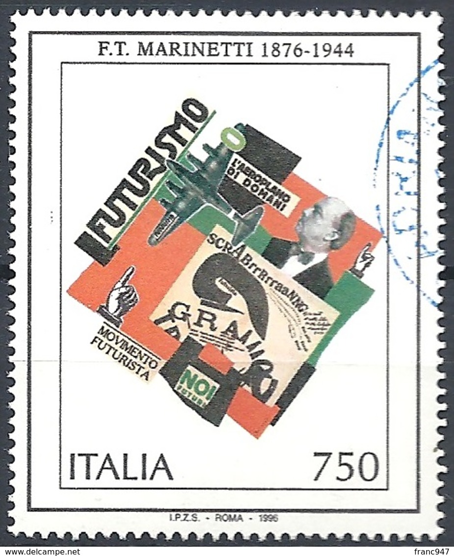 Italia, 1996 Filippo T. Marinetti, 750L # Sassone 2196 - Michel 2416 - Scott 2062  USATO - 1991-00: Oblitérés