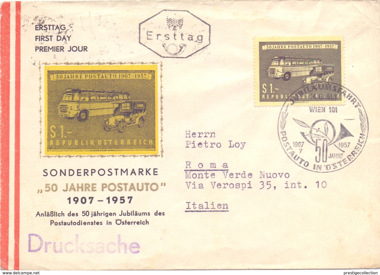 OSTERREICH POSTAUTO 1957 WIEN FDC  FANTASTIC COVER   (NOV180207) - Correos & Carteros