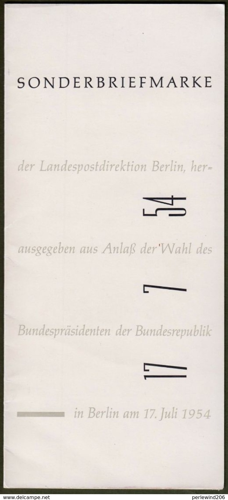 Berlin: Minister Card - Ministerkarte, LPD Berlin, Mi-Nr. 118: " 1954 Wahl Des Bundespräsidenten In Berlin " R !    X - Briefe U. Dokumente