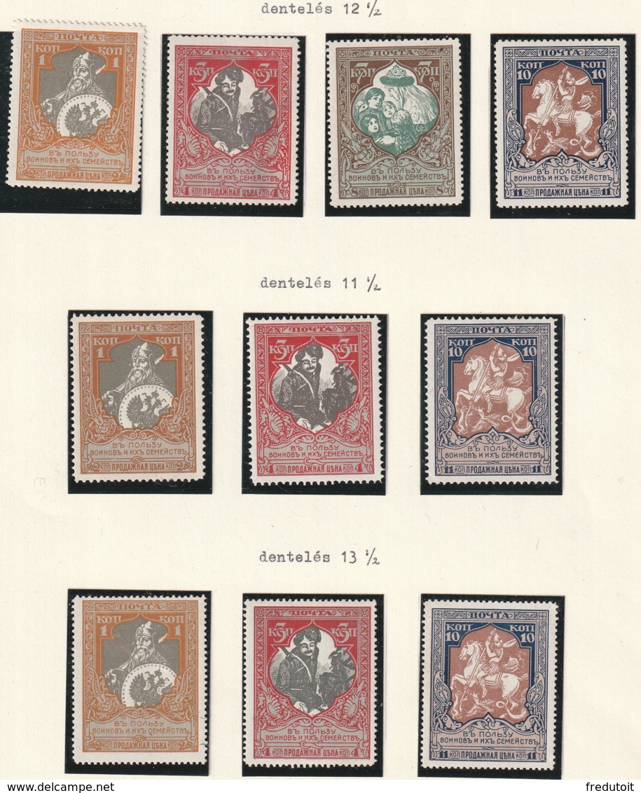RUSSIE - N°97/100 * ( 1915-16) Timbres De Bienfaisance - Différentes Dentelures - Ongebruikt