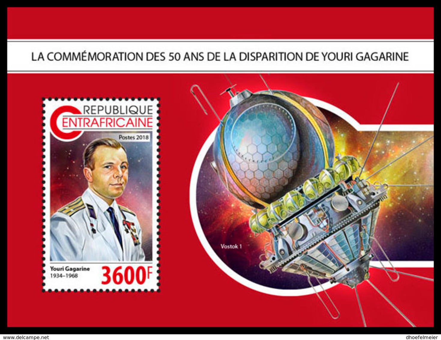 CENTRAL AFRICA 2018 **MNH Yuri Gagarin Space Raumfahrt Espace S/S - OFFICIAL ISSUE - DH1847 - Africa