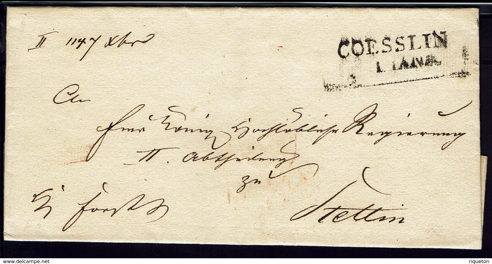 POLOGNE - Marque Linéaire De Coesslin Sur Lettre à Destination De Stettin - TB - - ...-1860 Vorphilatelie