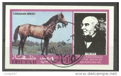 Dhufar 1979 Rowland Hill, Horses, Mini Imperf.sheet, Used AI.035 - Oman