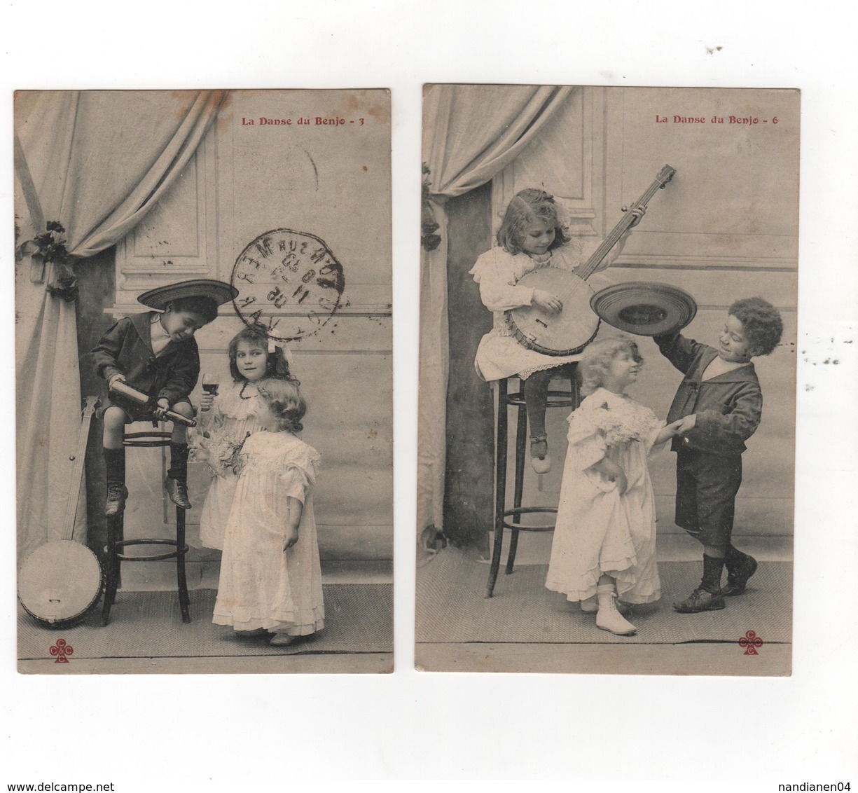 CPA - 6 Cartes  - Enfants - Musique  - La Danse Du Benjo- - Baby's